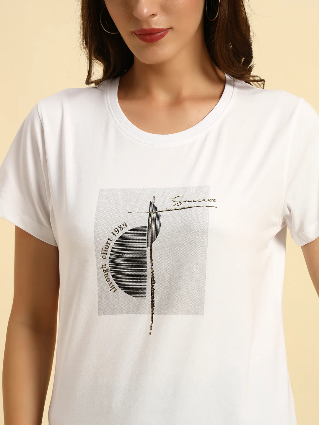 T-Shirt for Women | Breathable & Soft with Color Fastness Regular Fit Round Neck Cotton Fabric Printed Pattern - Image 8