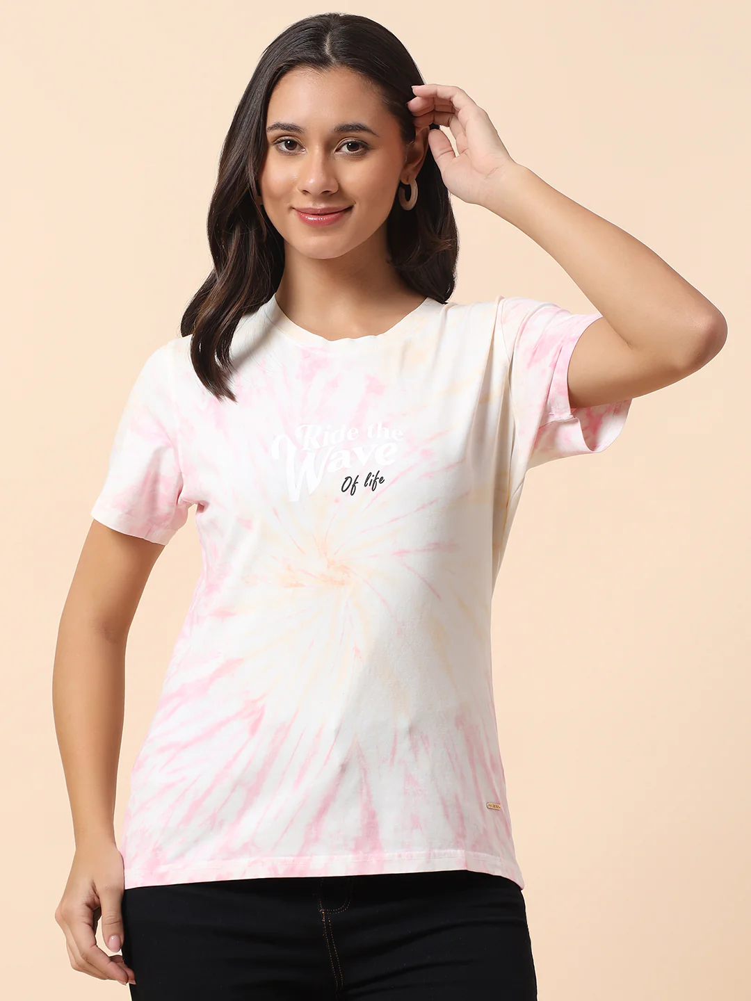 T-Shirt for Women l Breathable & Soft with Color Fastness Regular Fit Round Neck Poly Cotton Fabric Printed Pattern - Image 2