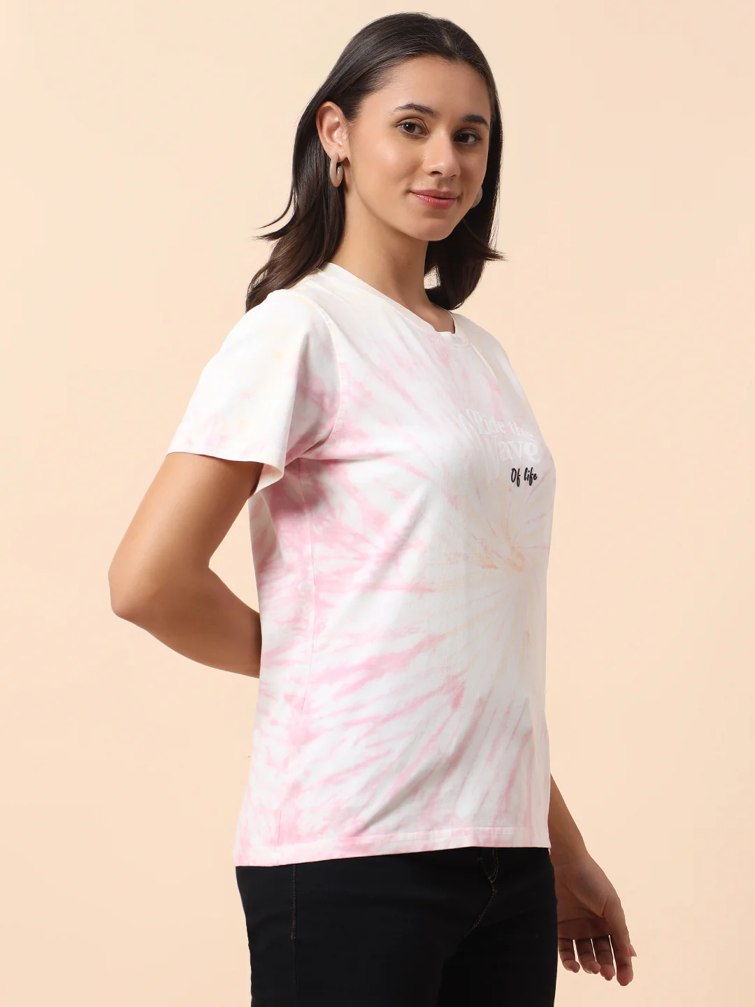 T-Shirt for Women l Breathable & Soft with Color Fastness Regular Fit Round Neck Poly Cotton Fabric Printed Pattern - Image 4