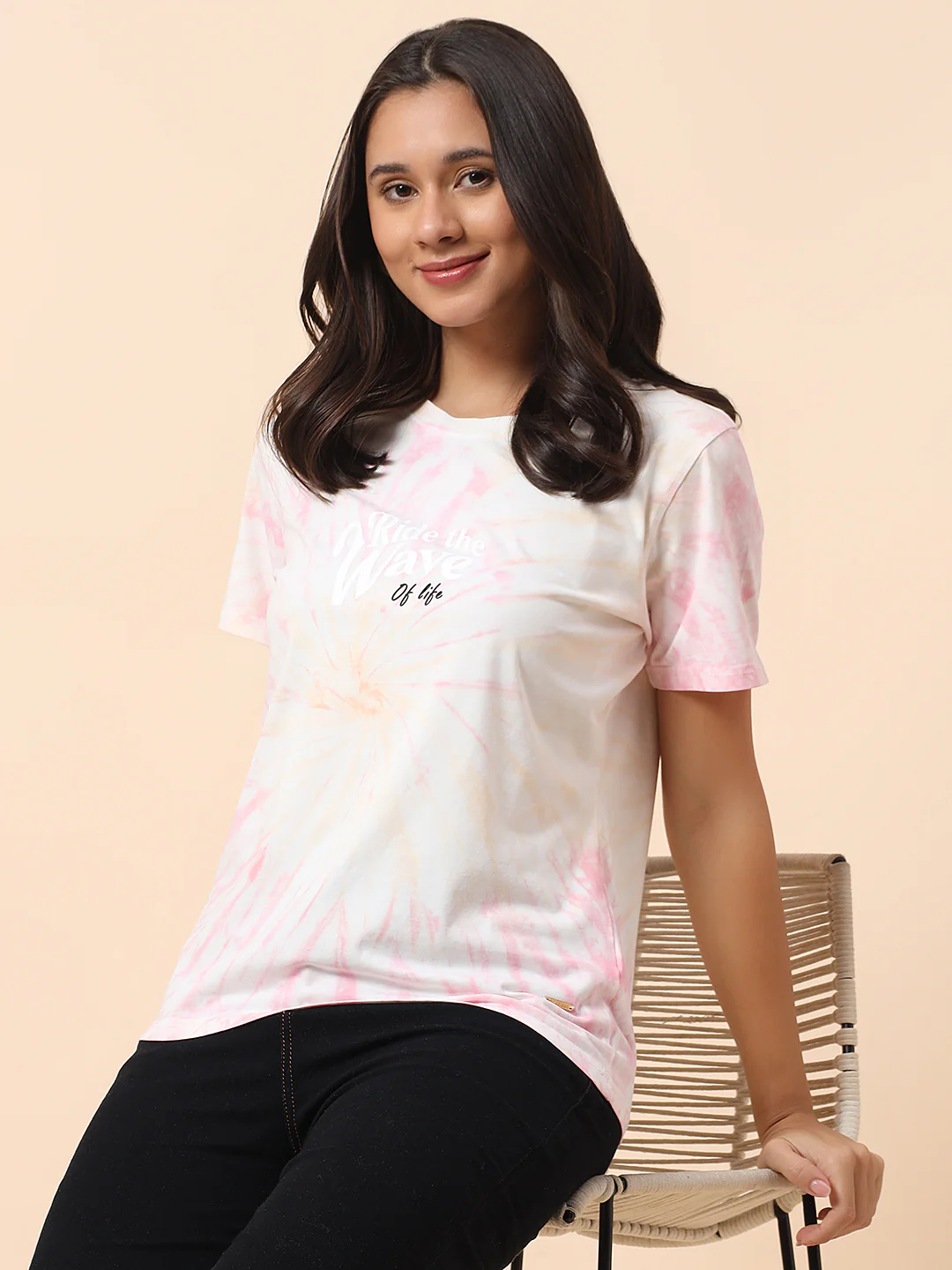T-Shirt for Women l Breathable & Soft with Color Fastness Regular Fit Round Neck Poly Cotton Fabric Printed Pattern - Image 9