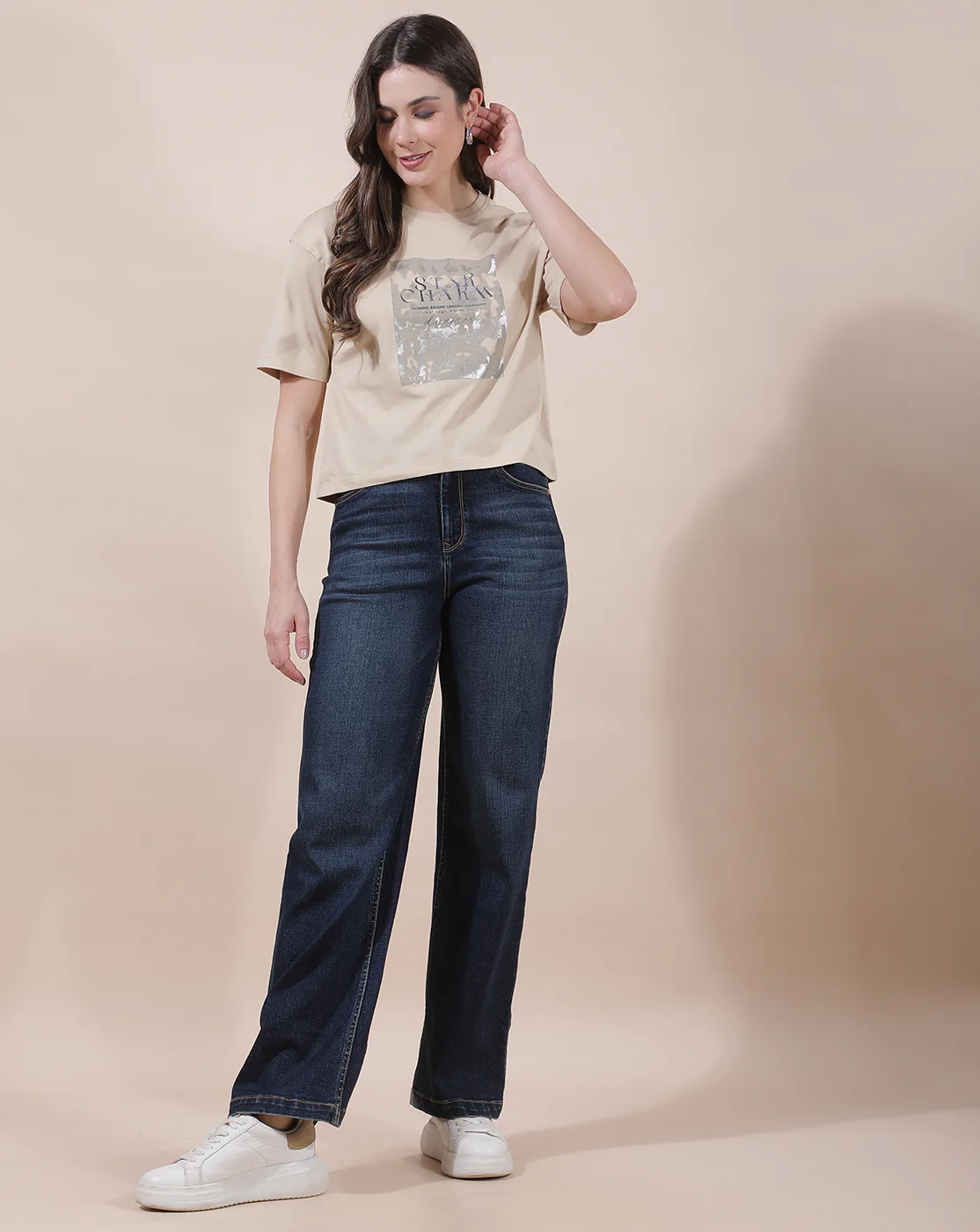 T-Shirt for Women l Breathable & Soft with Color Fastness Regular Fit Round Neck Poly Cotton Fabric Printed Pattern - Image 2