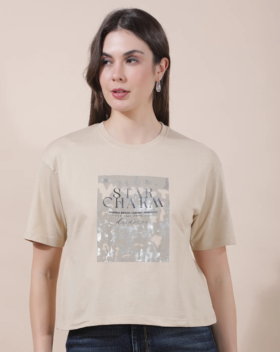 T-Shirt for Women l Breathable & Soft with Color Fastness Regular Fit Round Neck Poly Cotton Fabric Printed Pattern - Image 5
