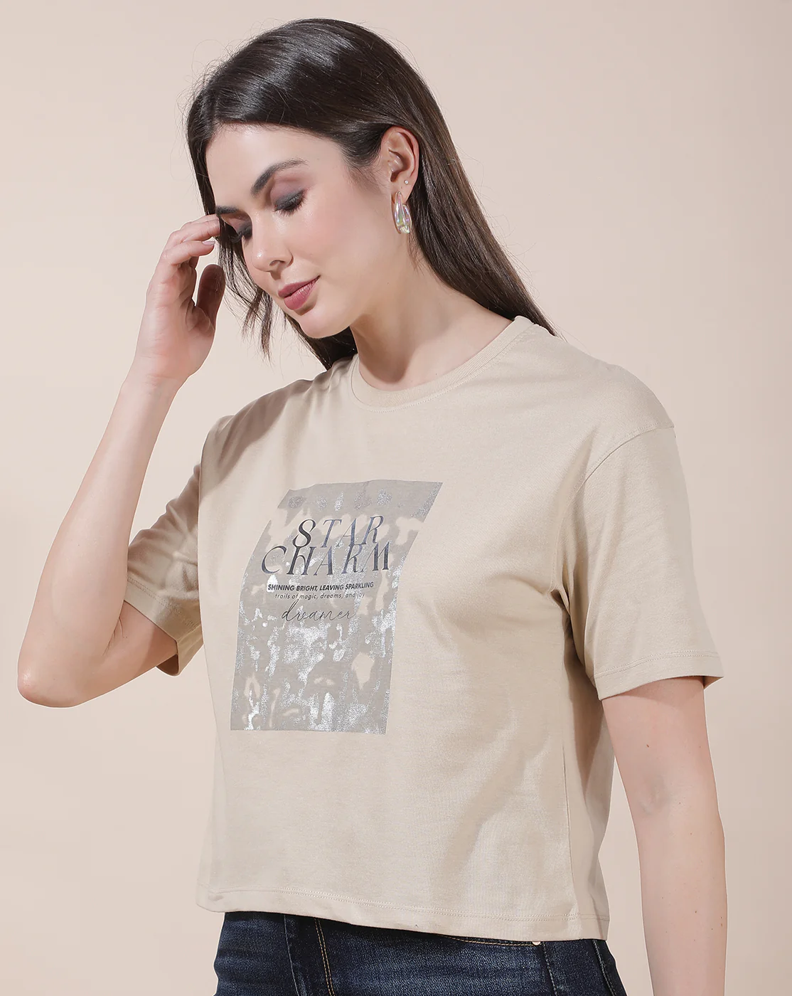 T-Shirt for Women l Breathable & Soft with Color Fastness Regular Fit Round Neck Poly Cotton Fabric Printed Pattern - Image 6