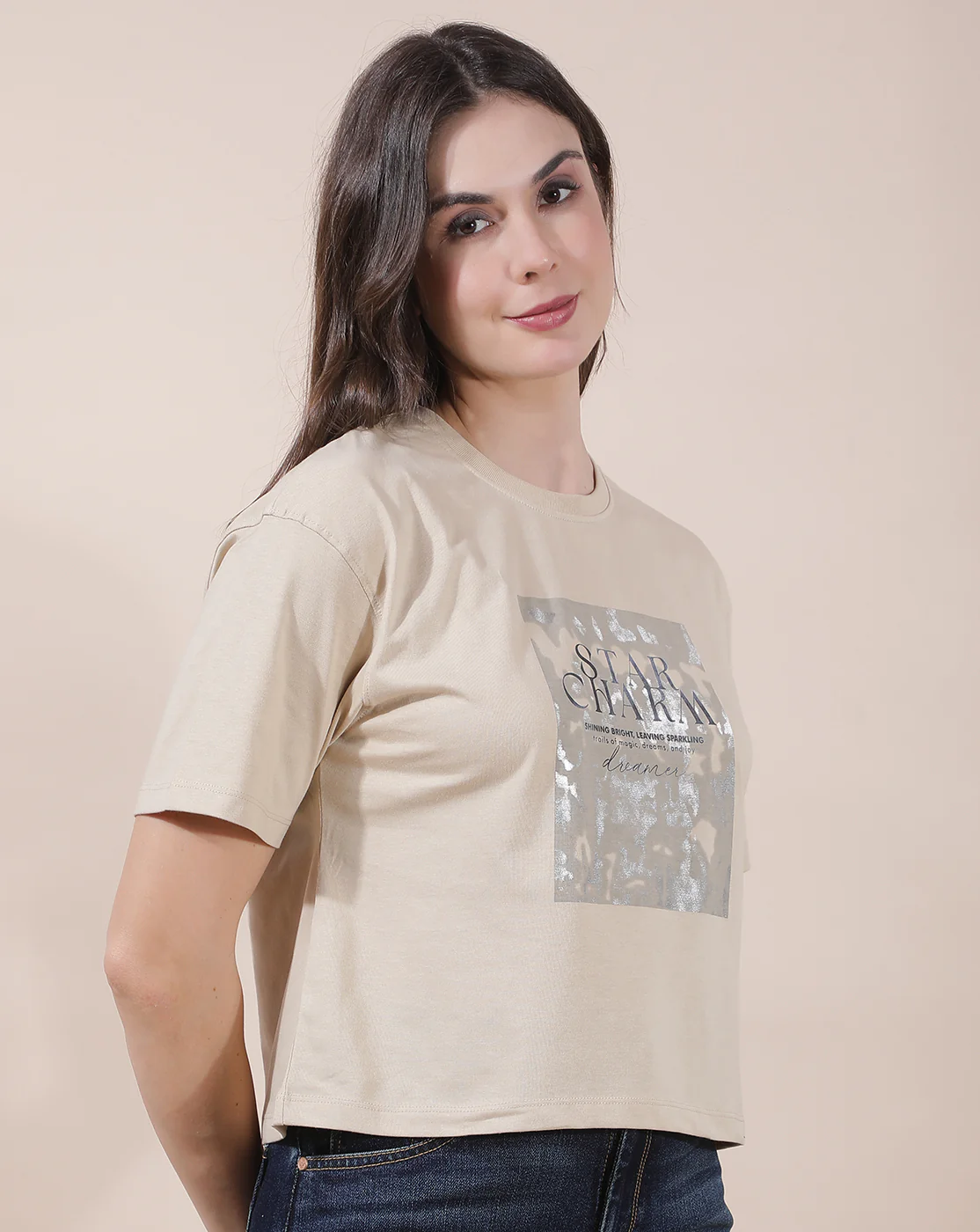 T-Shirt for Women l Breathable & Soft with Color Fastness Regular Fit Round Neck Poly Cotton Fabric Printed Pattern - Image 8