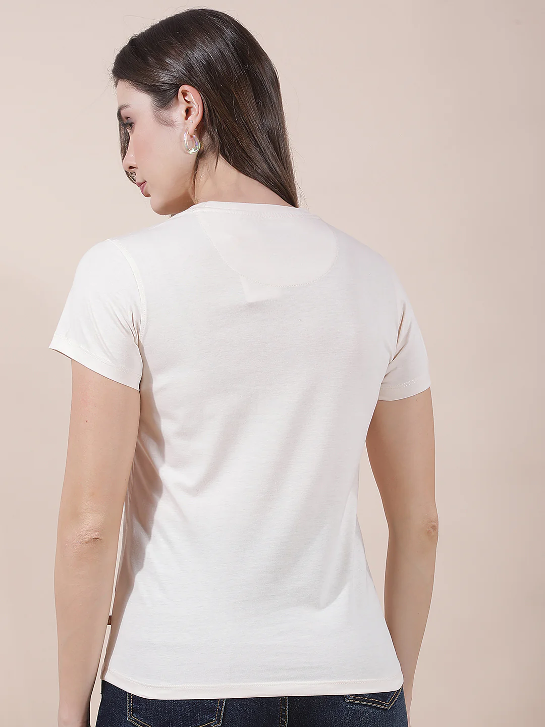 T-Shirt for Women l Breathable & Soft with Color Fastness Regular Fit Round Neck Poly Cotton Fabric Printed Pattern - Image 3