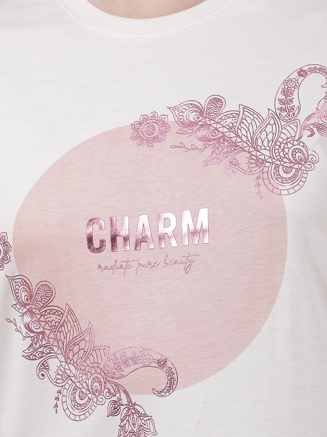 T-Shirt for Women l Breathable & Soft with Color Fastness Regular Fit Round Neck Poly Cotton Fabric Printed Pattern - Image 7