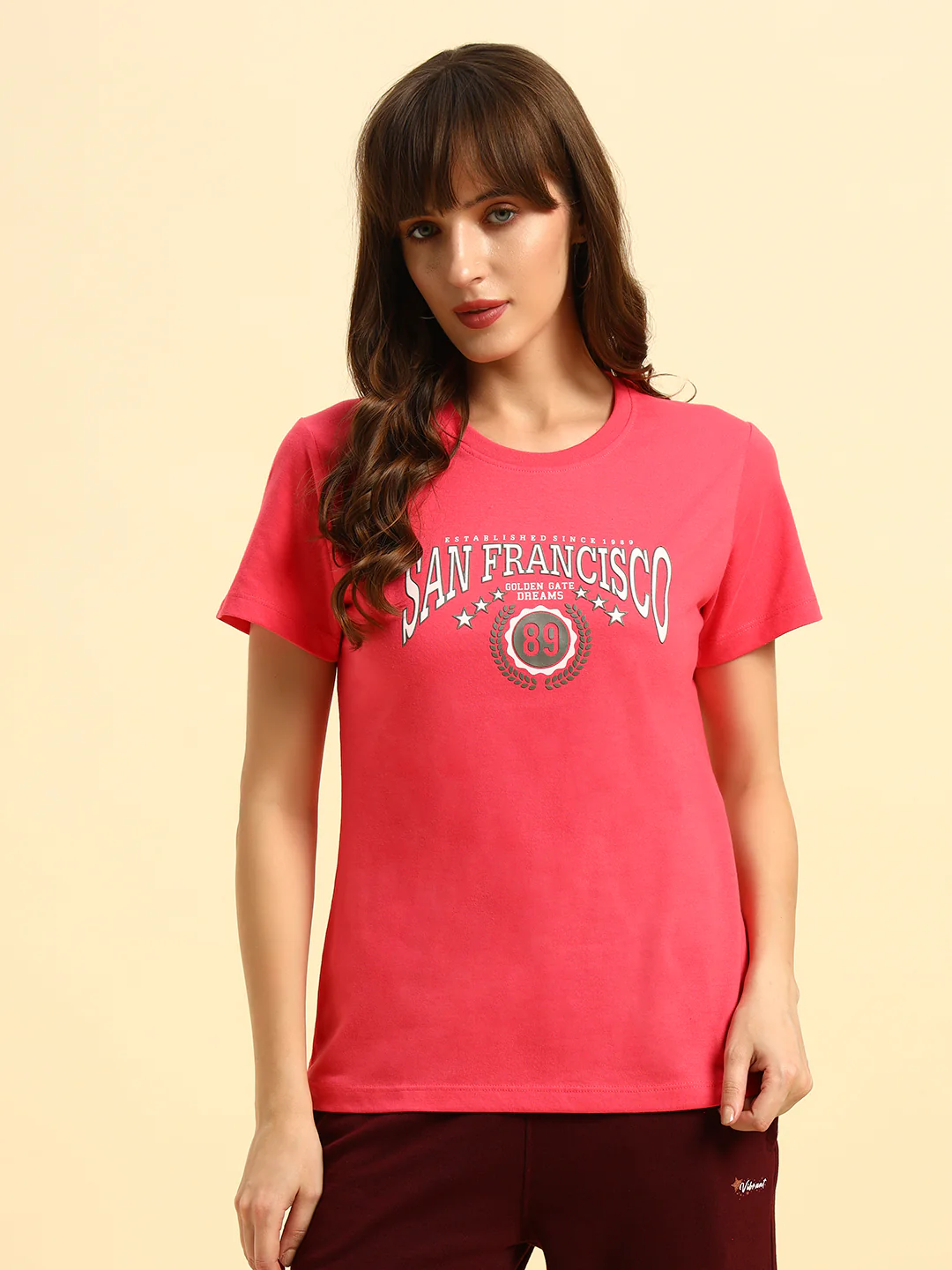 T-Shirt for Women | Breathable & Soft with Color Fastness Regular Fit Round Neck Poly Cotton Fabric Printed Pattern - Image 3