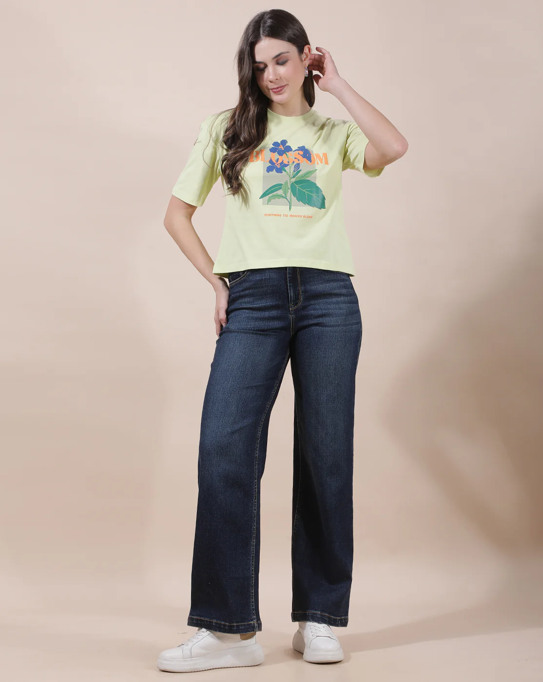 T-Shirt for Women l Breathable & Soft with Color Fastness Regular Fit Round Neck Poly Cotton Fabric Printed Pattern
