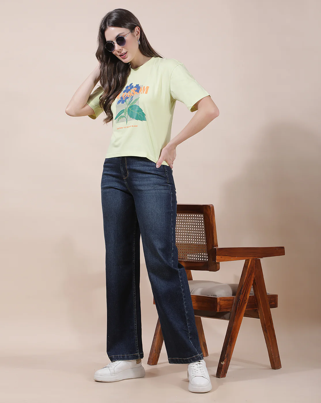 T-Shirt for Women l Breathable & Soft with Color Fastness Regular Fit Round Neck Poly Cotton Fabric Printed Pattern - Image 2