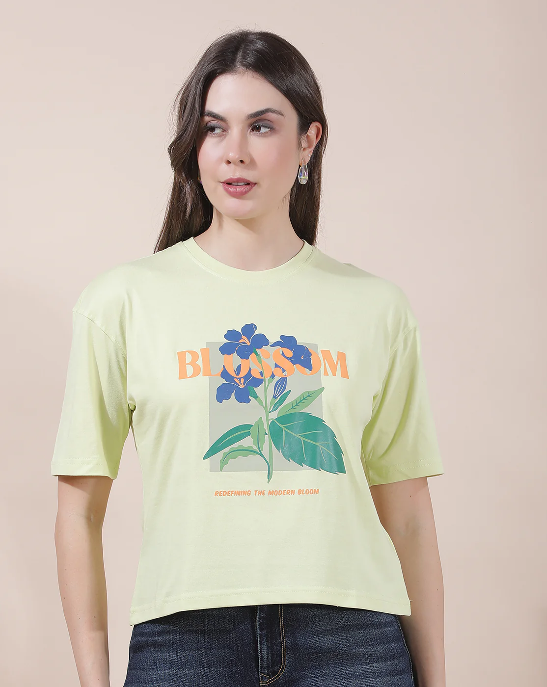 T-Shirt for Women l Breathable & Soft with Color Fastness Regular Fit Round Neck Poly Cotton Fabric Printed Pattern - Image 4
