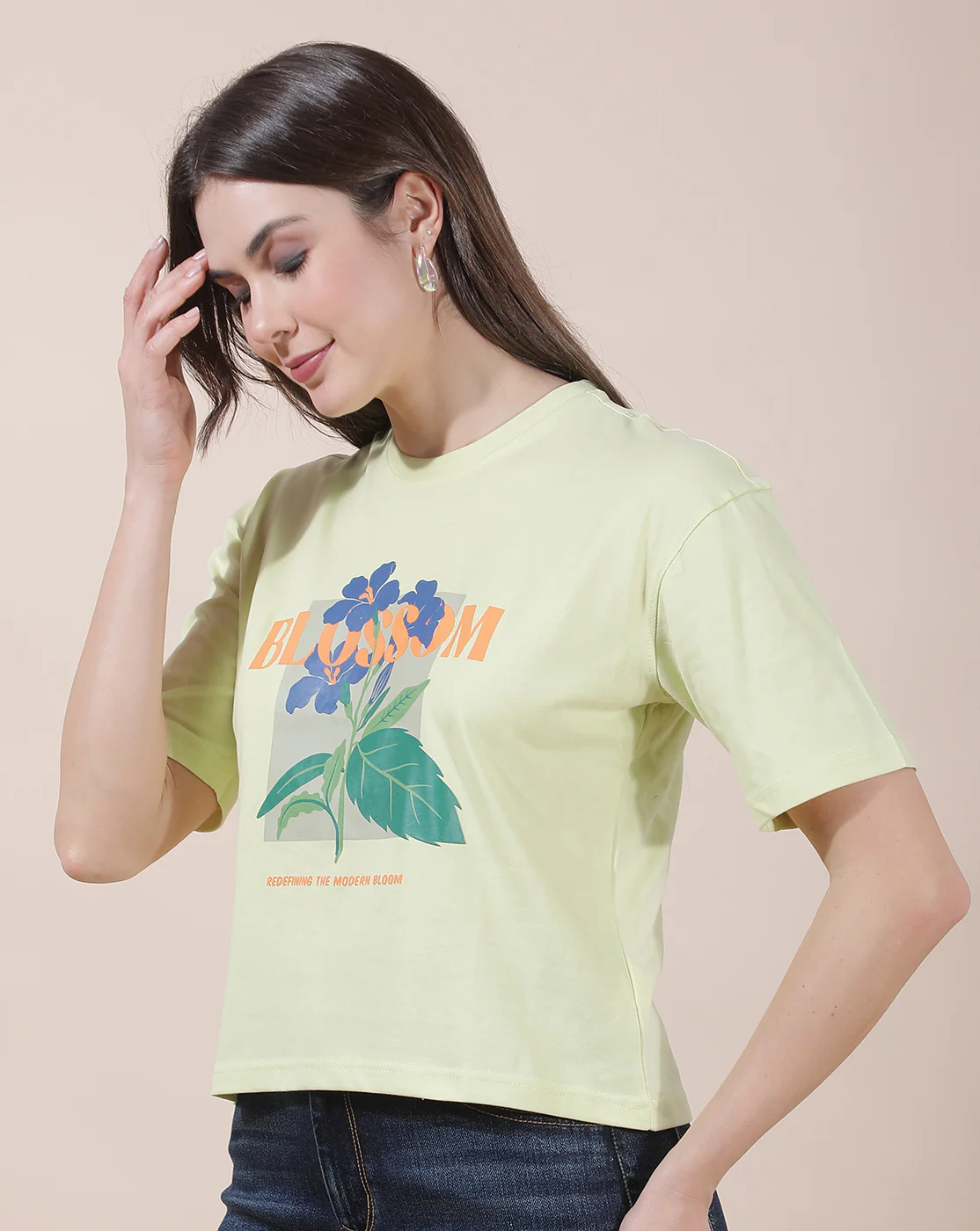 T-Shirt for Women l Breathable & Soft with Color Fastness Regular Fit Round Neck Poly Cotton Fabric Printed Pattern - Image 5