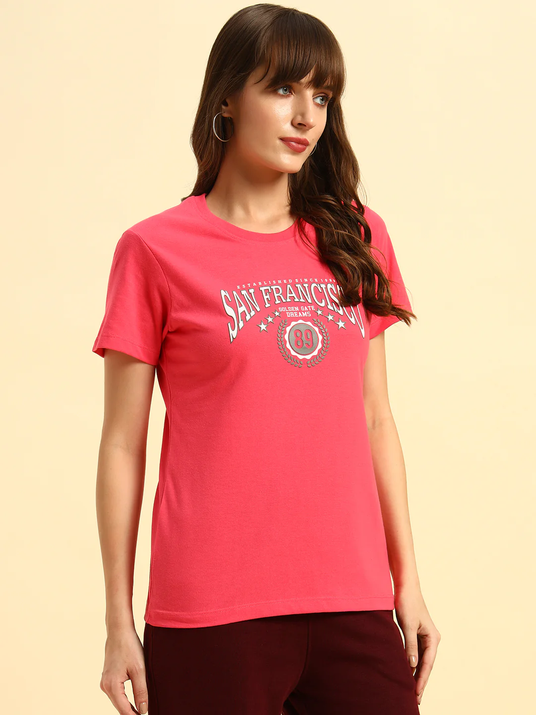 T-Shirt for Women | Breathable & Soft with Color Fastness Regular Fit Round Neck Poly Cotton Fabric Printed Pattern - Image 4