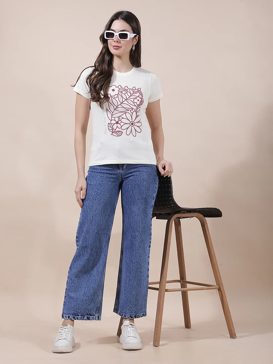 T-Shirt for Women l Breathable & Soft with Color Fastness Regular Fit Round Neck Poly Cotton Fabric Printed Pattern - Image 2