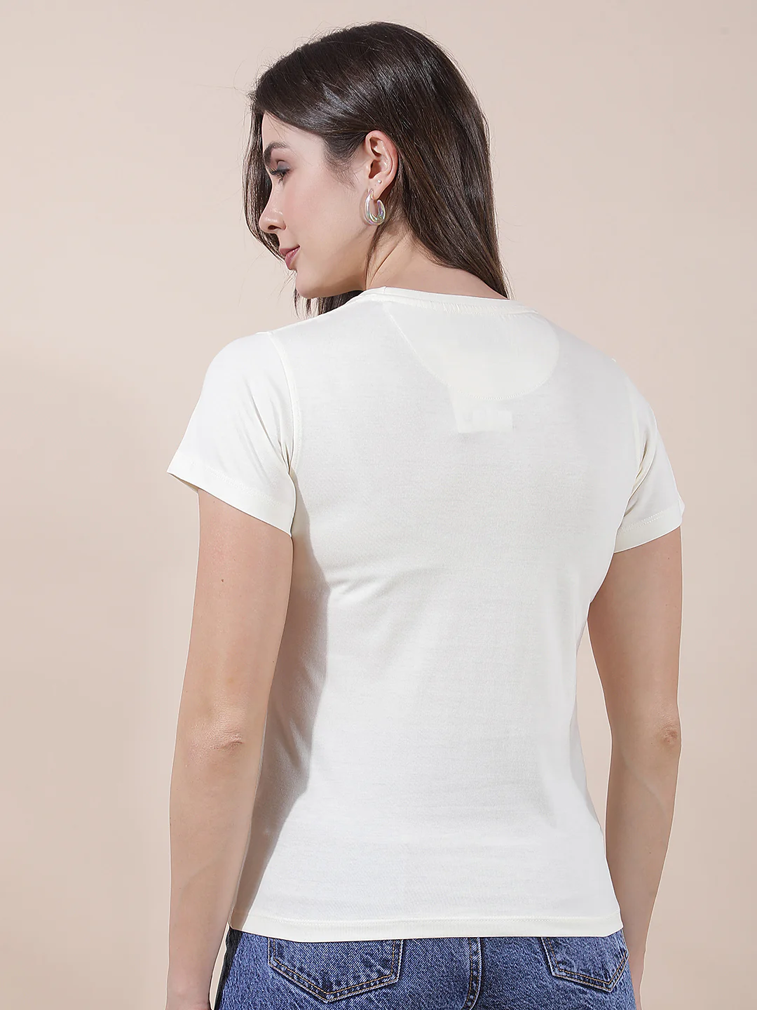 T-Shirt for Women l Breathable & Soft with Color Fastness Regular Fit Round Neck Poly Cotton Fabric Printed Pattern - Image 4
