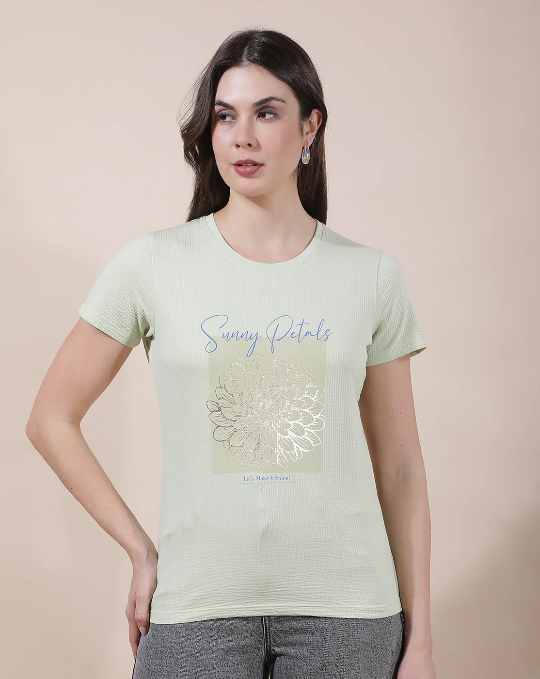 T-Shirt for Women l Breathable & Soft with Color Fastness Regular Fit Round Neck Poly Cotton Fabric Printed Pattern - Image 4
