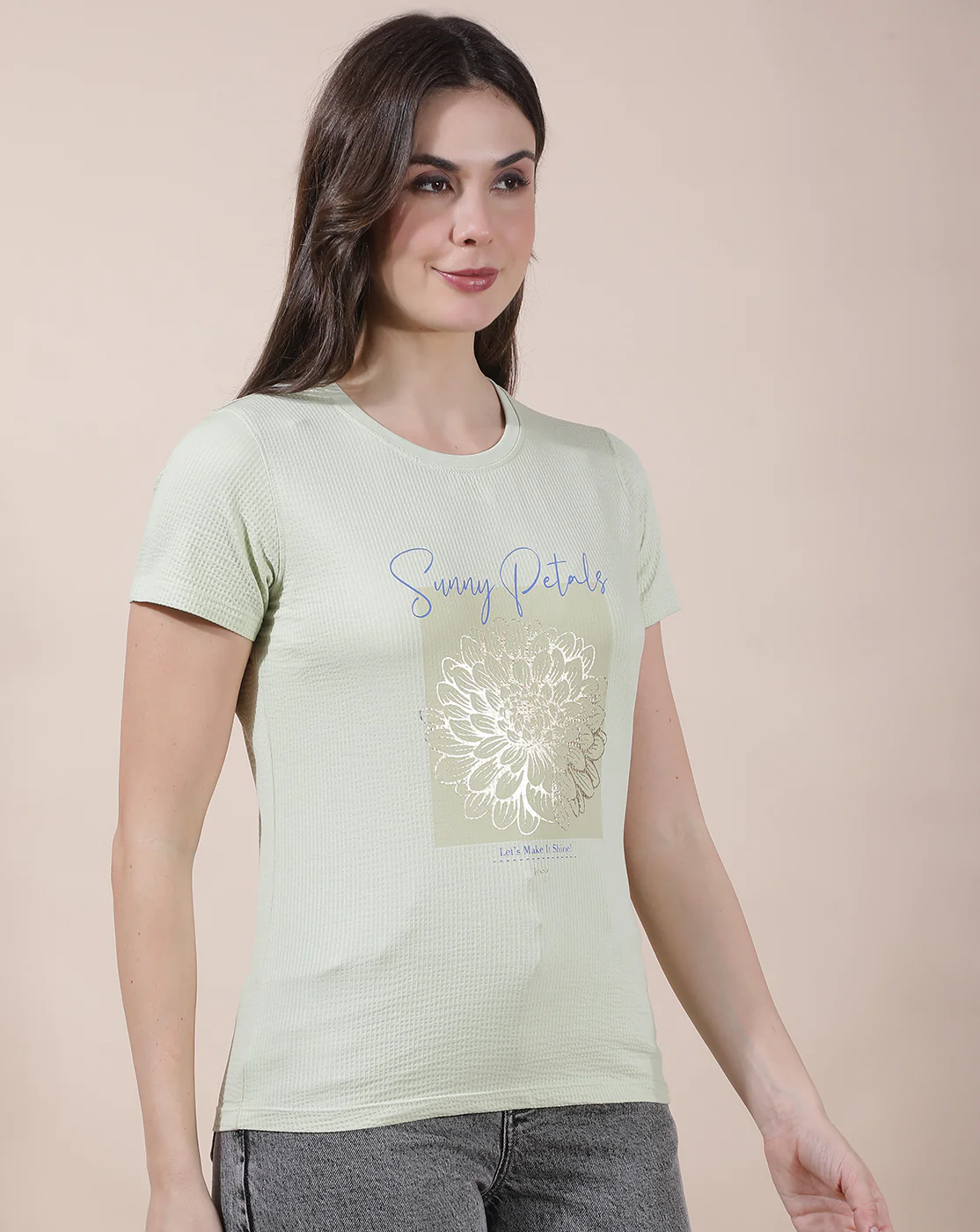 T-Shirt for Women l Breathable & Soft with Color Fastness Regular Fit Round Neck Poly Cotton Fabric Printed Pattern - Image 6