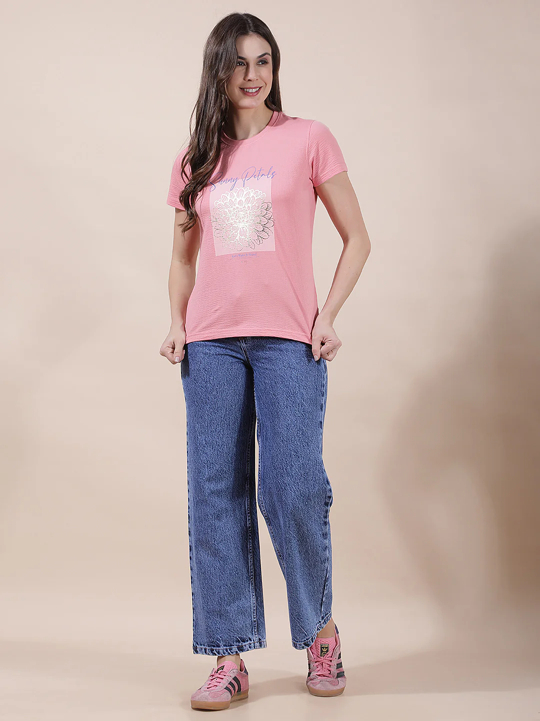T-Shirt for Women l Breathable & Soft with Color Fastness Regular Fit Round Neck Poly Cotton Fabric Printed Pattern - Image 4