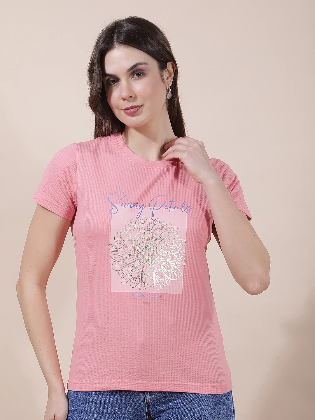 T-Shirt for Women l Breathable & Soft with Color Fastness Regular Fit Round Neck Poly Cotton Fabric Printed Pattern - Image 6
