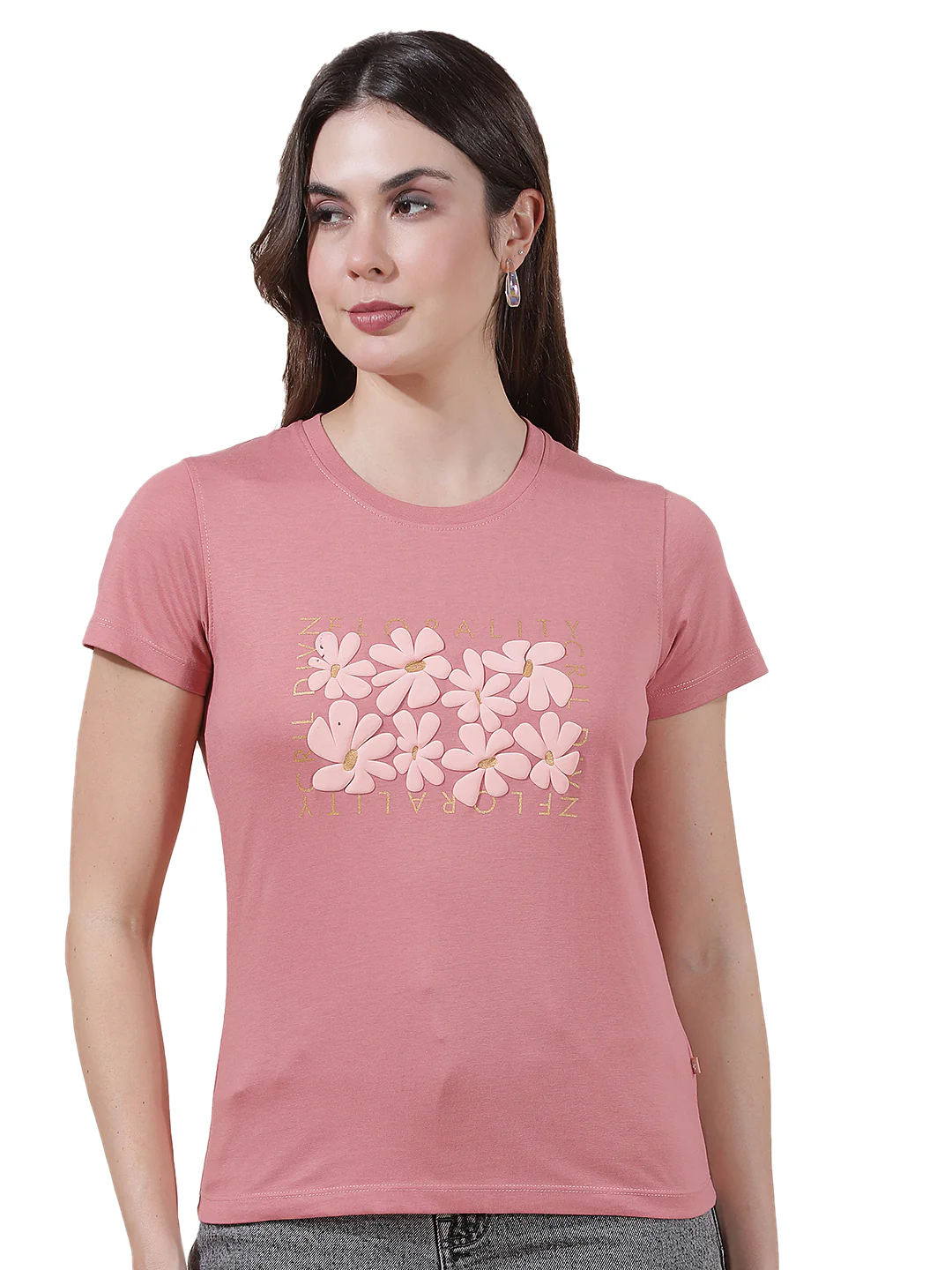 T-Shirt for Women l Breathable & Soft with Color Fastness Regular Fit Round Neck Poly Cotton Fabric Printed Pattern - Image 10
