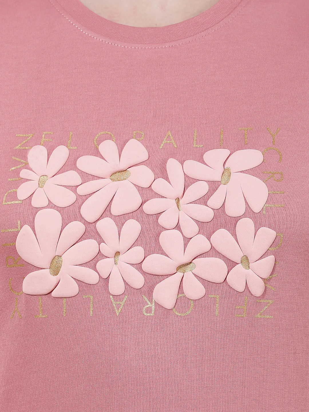 T-Shirt for Women l Breathable & Soft with Color Fastness Regular Fit Round Neck Poly Cotton Fabric Printed Pattern - Image 2