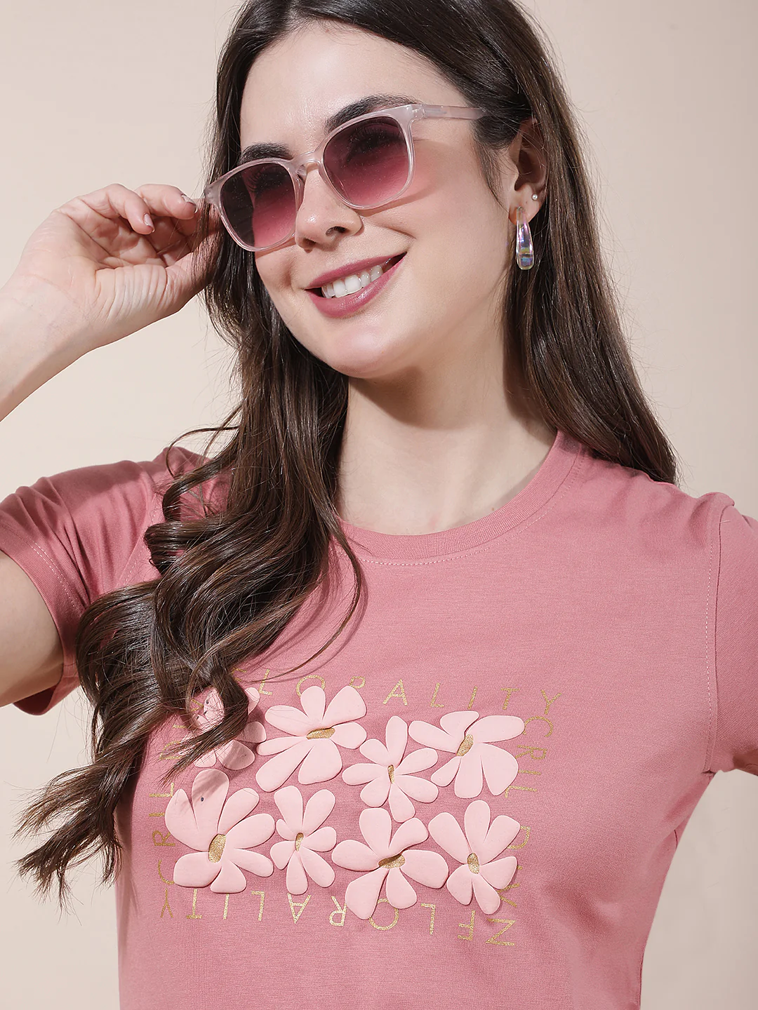 T-Shirt for Women l Breathable & Soft with Color Fastness Regular Fit Round Neck Poly Cotton Fabric Printed Pattern - Image 4