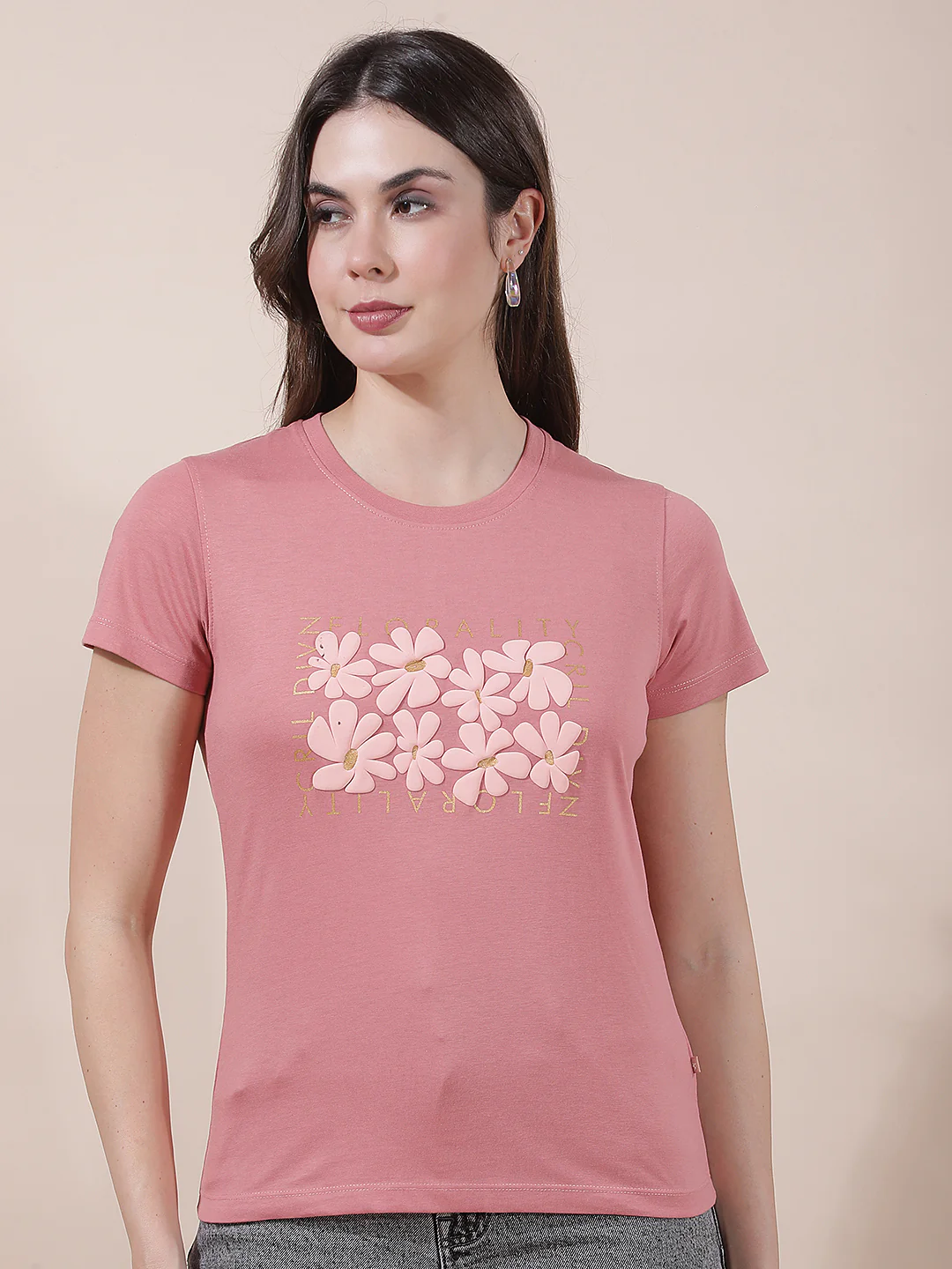T-Shirt for Women l Breathable & Soft with Color Fastness Regular Fit Round Neck Poly Cotton Fabric Printed Pattern - Image 7
