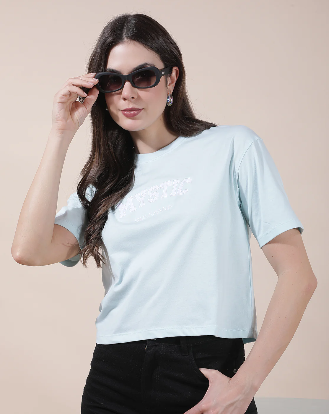 T-Shirt for Women l Breathable & Soft with Color Fastness Regular Fit Round Neck Poly Cotton Fabric Solid Pattern - Image 3