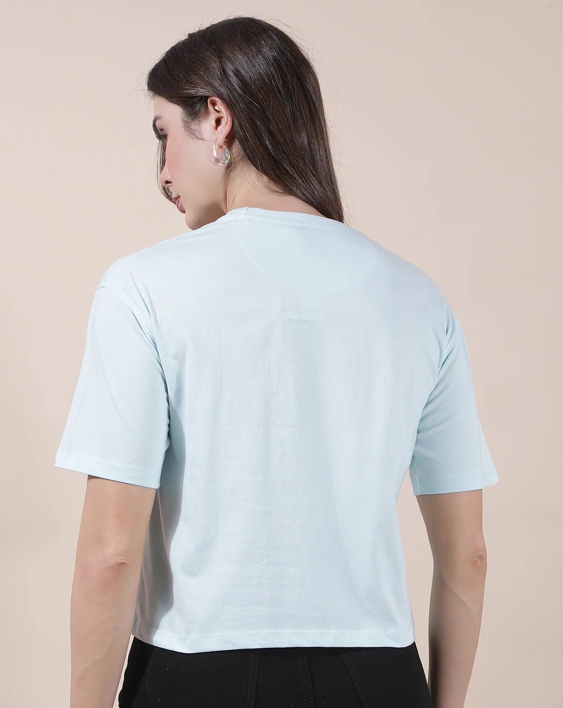 T-Shirt for Women l Breathable & Soft with Color Fastness Regular Fit Round Neck Poly Cotton Fabric Solid Pattern - Image 4