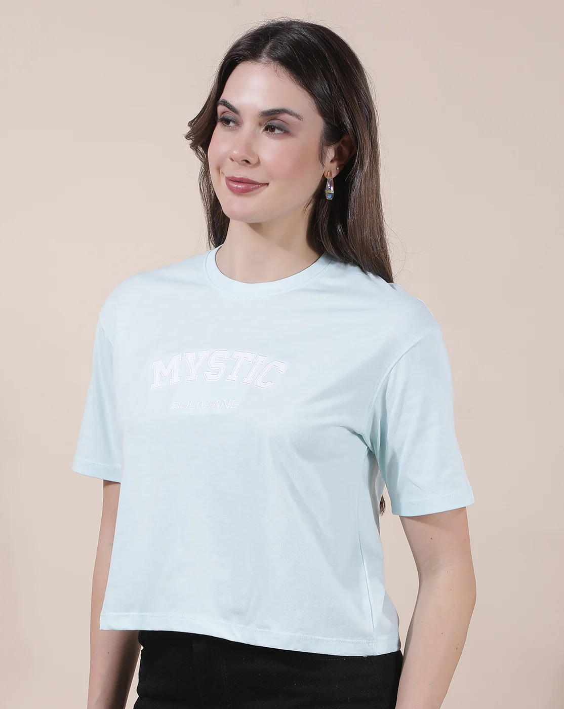 T-Shirt for Women l Breathable & Soft with Color Fastness Regular Fit Round Neck Poly Cotton Fabric Solid Pattern - Image 6