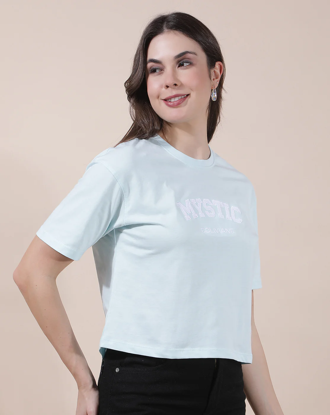 T-Shirt for Women l Breathable & Soft with Color Fastness Regular Fit Round Neck Poly Cotton Fabric Solid Pattern - Image 7