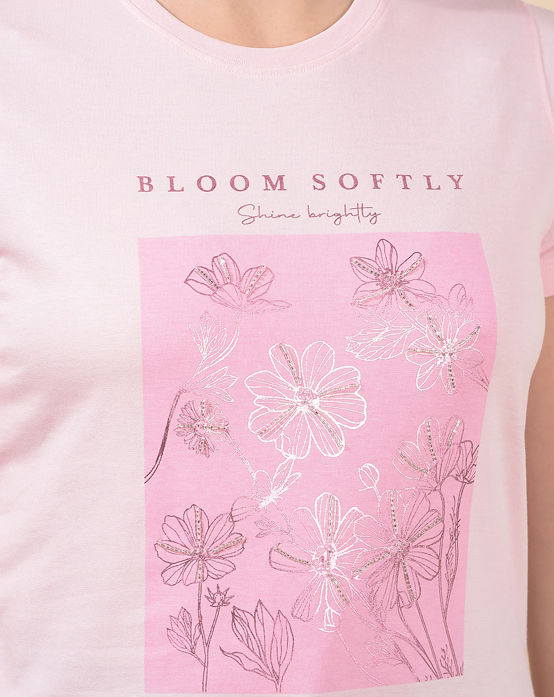 T-Shirt for Women l Breathable & Soft with Color Fastness Regular Fit Round Neck Poly Cotton Fabric Printed Pattern - Image 7