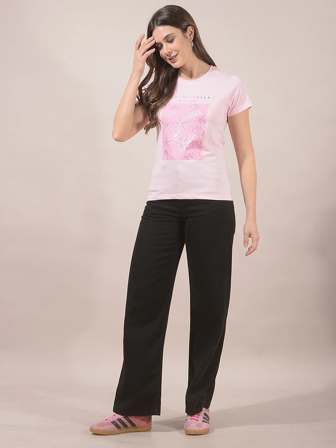 T-Shirt for Women l Breathable & Soft with Color Fastness Regular Fit Round Neck Poly Cotton Fabric Printed Pattern - Image 8