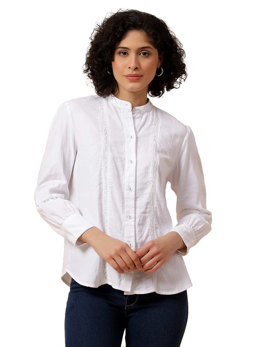 Top for Women | Breathable & Soft with Color Fastness Regular Fit Mandarin Collar Cotton Fabric Solid Pattern - Image 9