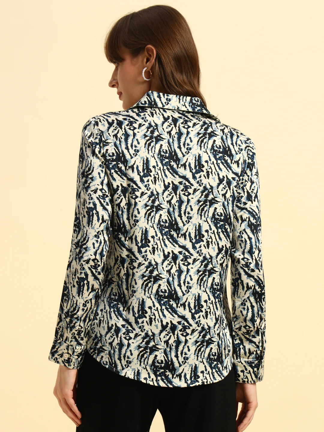 Top for Women l Breathable & Soft with Color Fastness Regular Fit Spread Collar Poly Cotton Fabric Printed Pattern - Image 2