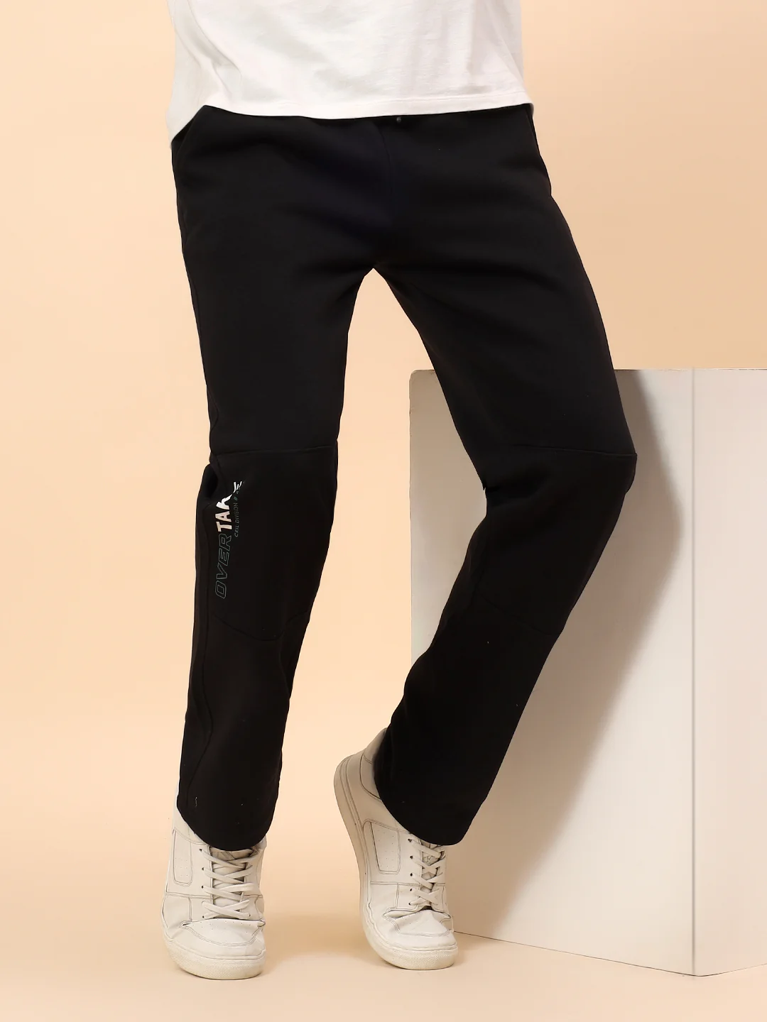 Track Pants for Men | Breathable & Soft with Color Fastness Regular Fit Fleece Fabric Solid Pattern Drawstring Closure - Image 2