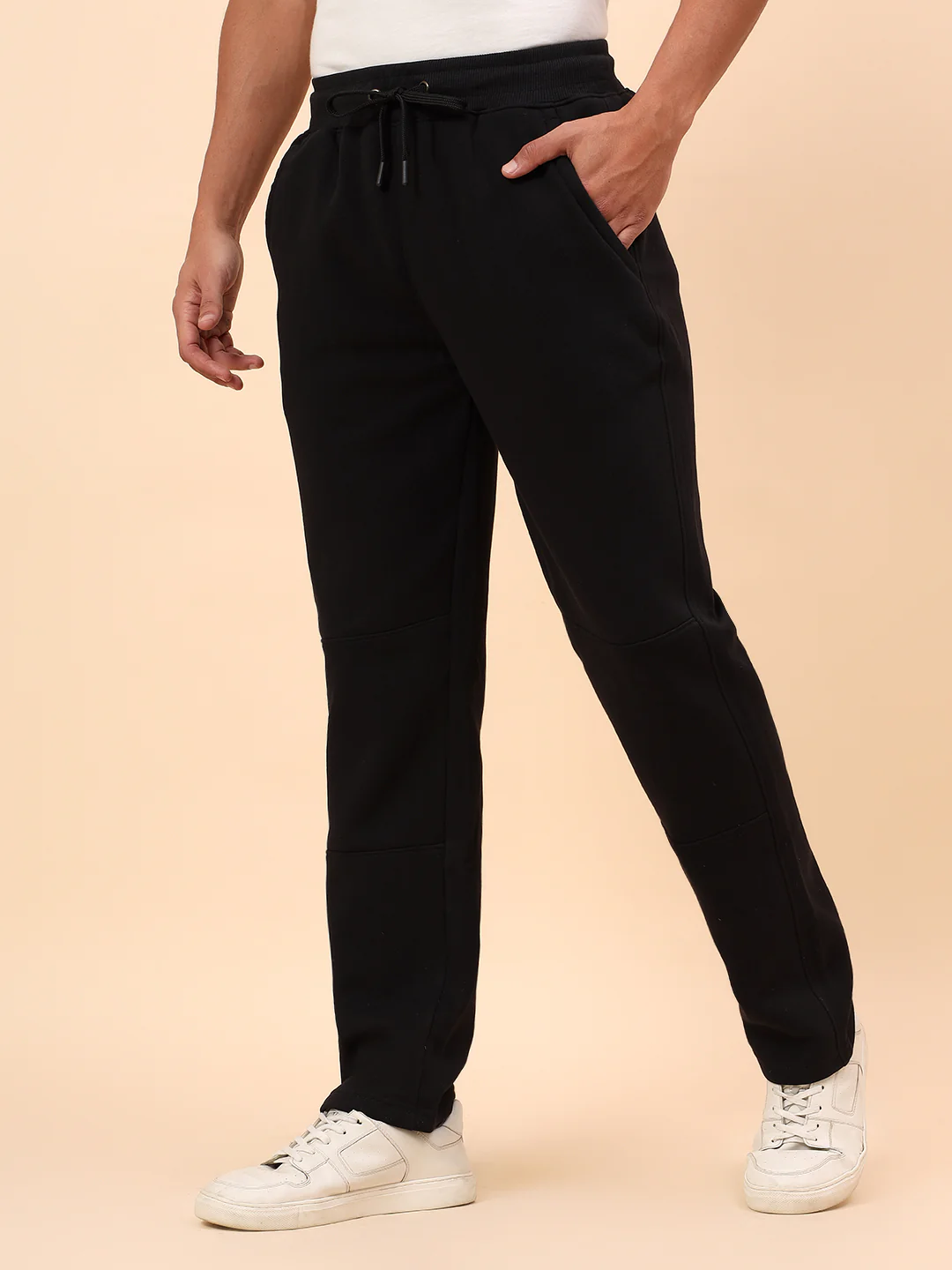 Track Pants for Men | Breathable & Soft with Color Fastness Regular Fit Fleece Fabric Solid Pattern Drawstring Closure - Image 4
