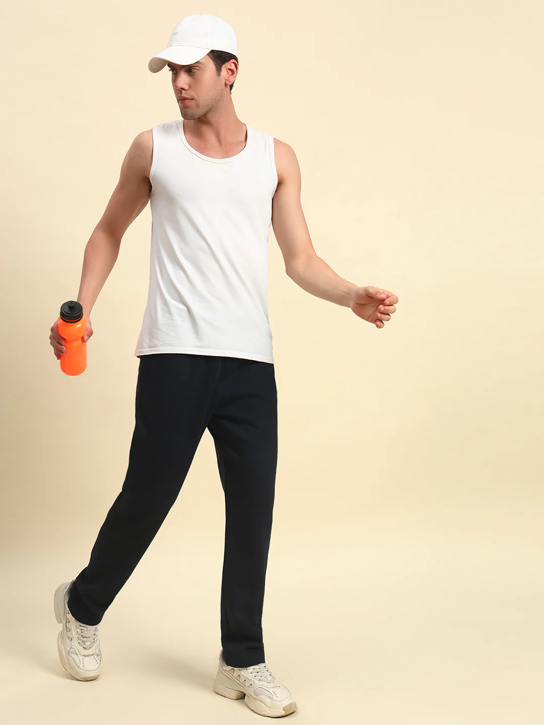 Track Pants for Men | Breathable & Soft with Color Fastness Regular Fit Fleece Fabric Solid Pattern Drawstring Closure - Image 3