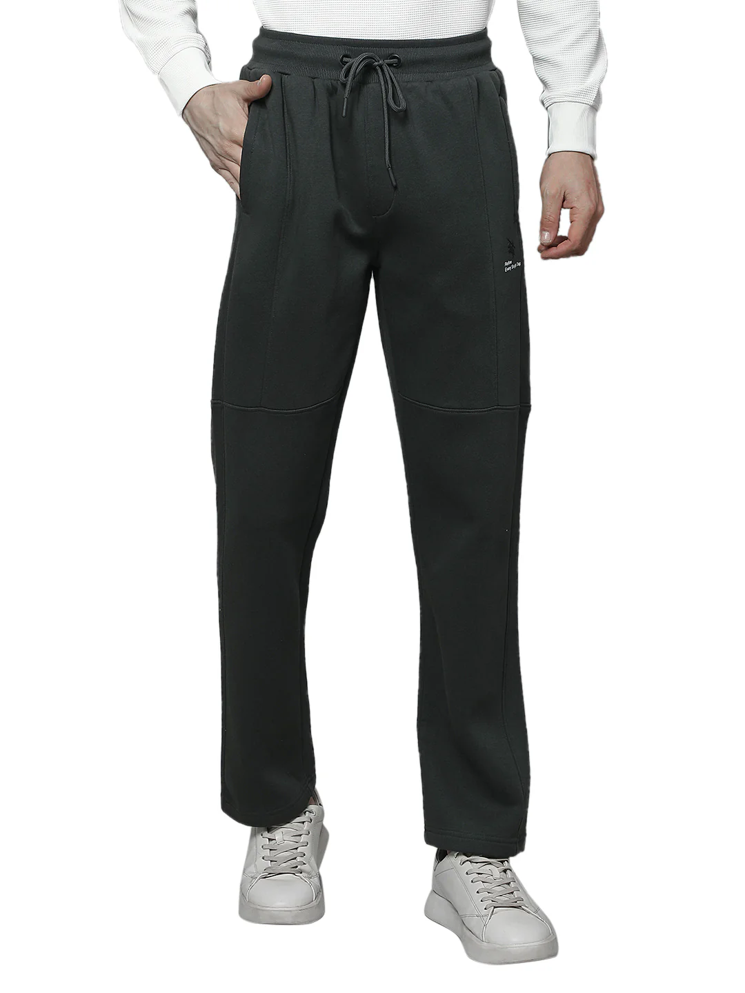 Track Pants for Men | Breathable & Soft with Color Fastness Regular Fit Fleece Solid Pattern Drawstring Closure - Image 2