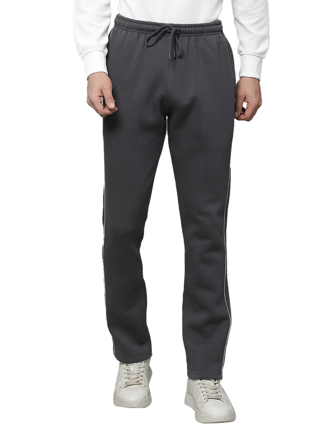 Track Pants for Men | Breathable & Soft with Color Fastness Regular Fit Fleece Solid Pattern Drawstring Closure - Image 2