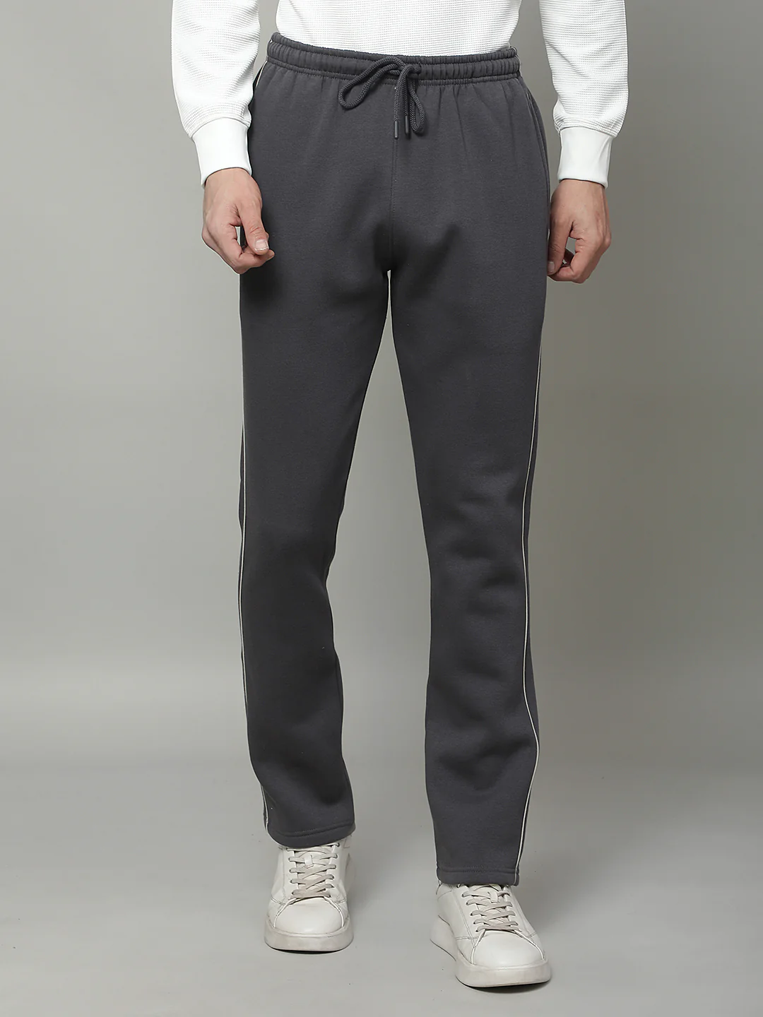 Track Pants for Men | Breathable & Soft with Color Fastness Regular Fit Fleece Solid Pattern Drawstring Closure - Image 3