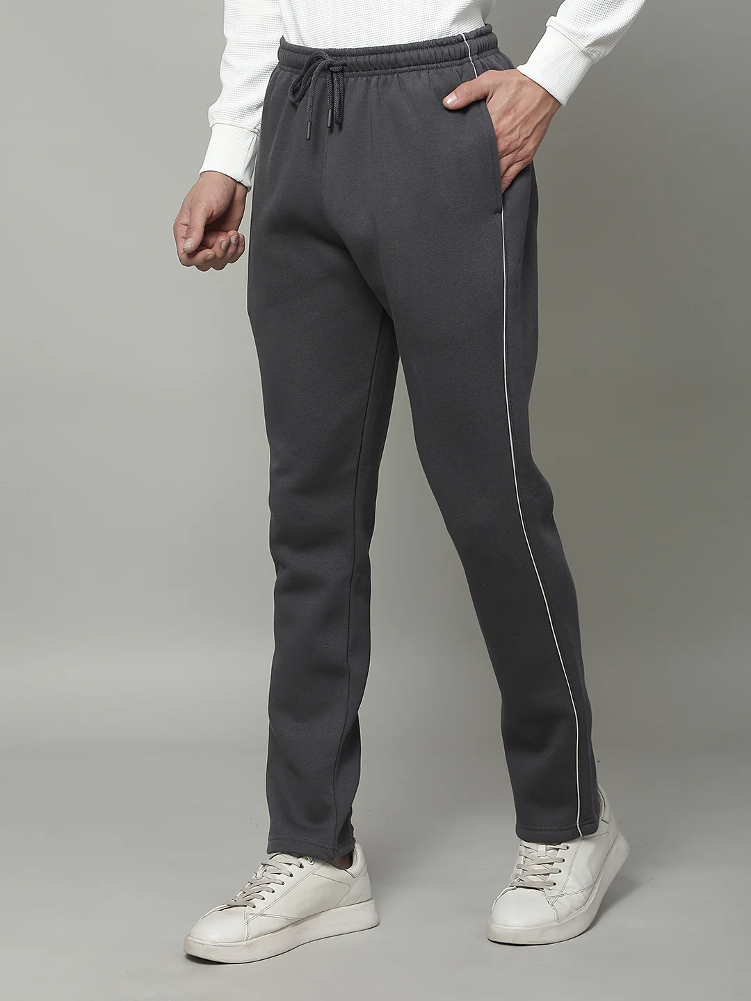 Track Pants for Men | Breathable & Soft with Color Fastness Regular Fit Fleece Solid Pattern Drawstring Closure - Image 4