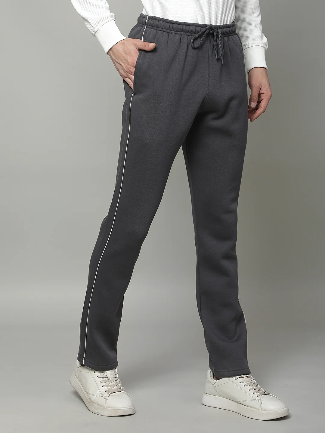 Track Pants for Men | Breathable & Soft with Color Fastness Regular Fit Fleece Solid Pattern Drawstring Closure - Image 5