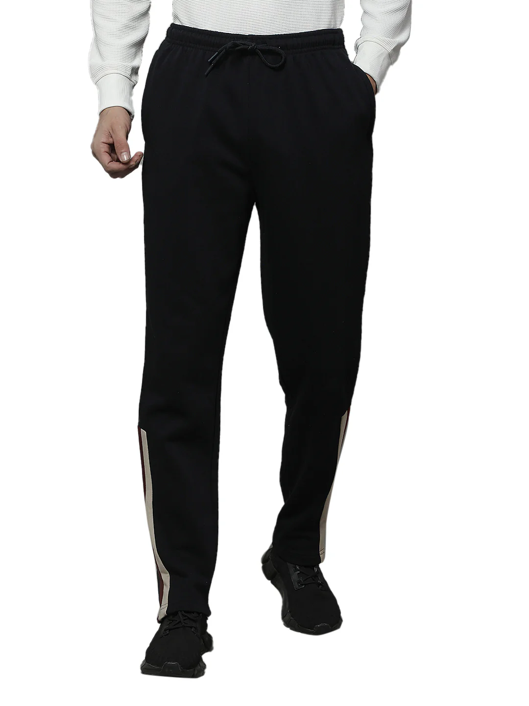 Track Pants for Men | Breathable & Soft with Color Fastness Regular Fit Fleece Solid Pattern Drawstring Closure - Image 2