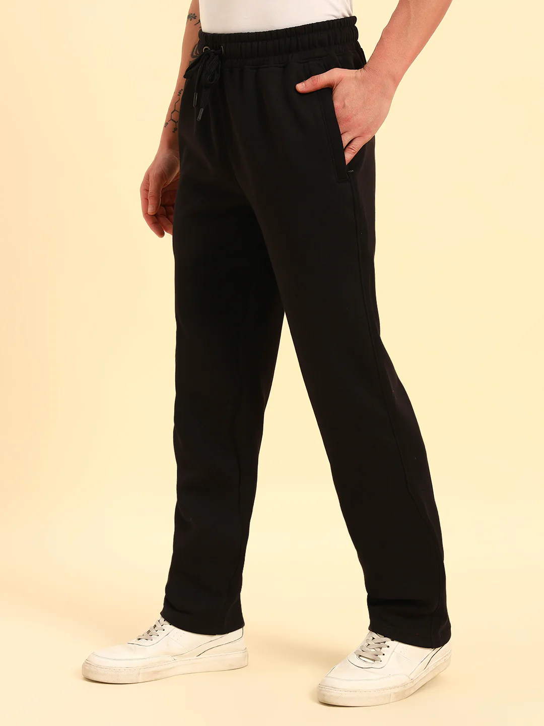 Track Pants for Men | Breathable & Soft with Color Fastness Regular Fit Poly Cotton Fabric Solid Pattern Drawstring Closure - Image 6