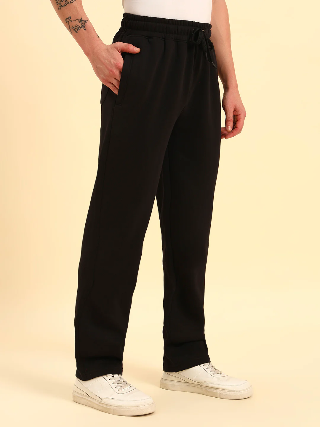 Track Pants for Men | Breathable & Soft with Color Fastness Regular Fit Poly Cotton Fabric Solid Pattern Drawstring Closure - Image 7