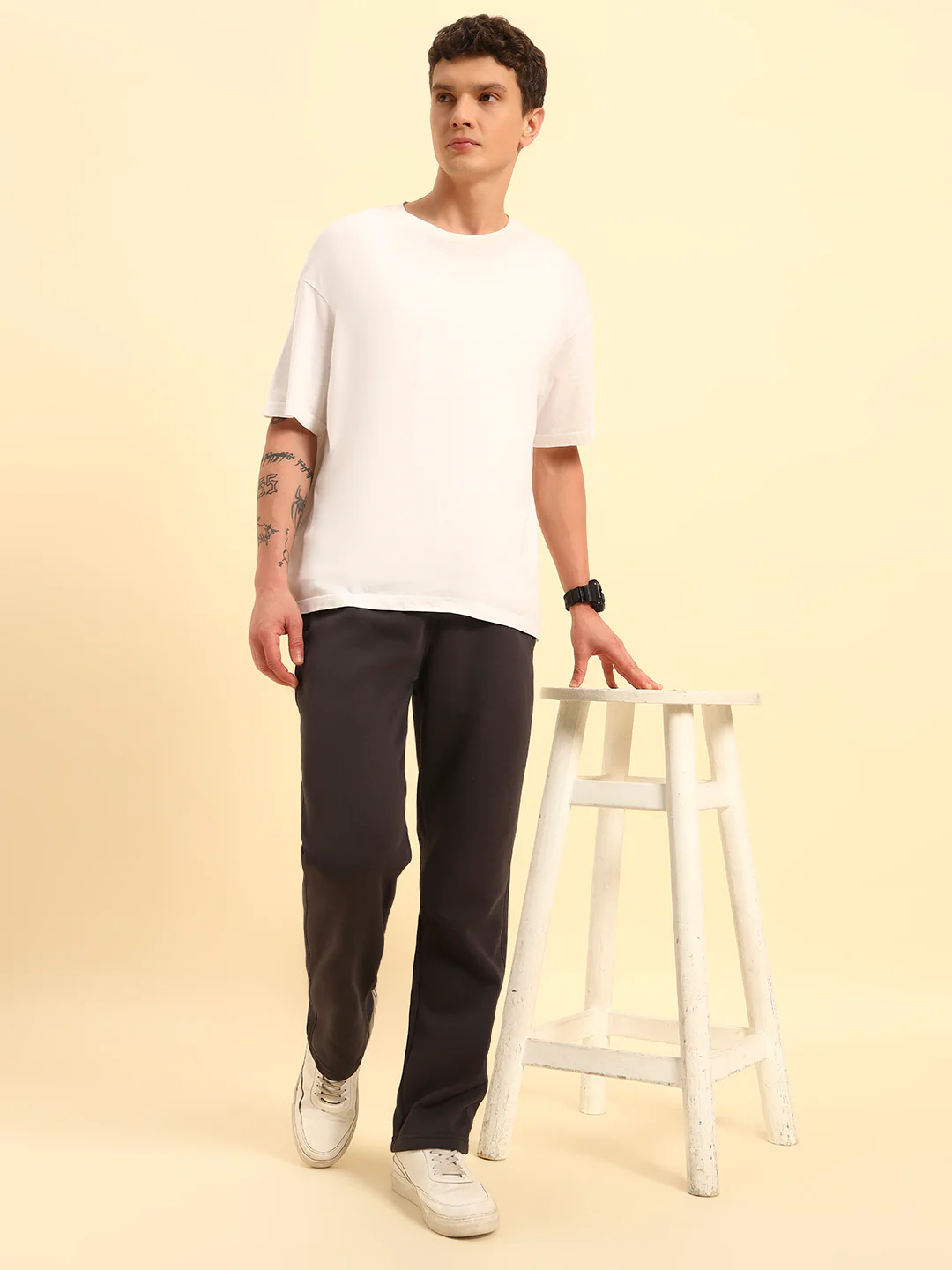 Track Pants for Men | Breathable & Soft with Color Fastness Regular Fit Poly Cotton Fabric Solid Pattern Drawstring Closure - Image 2