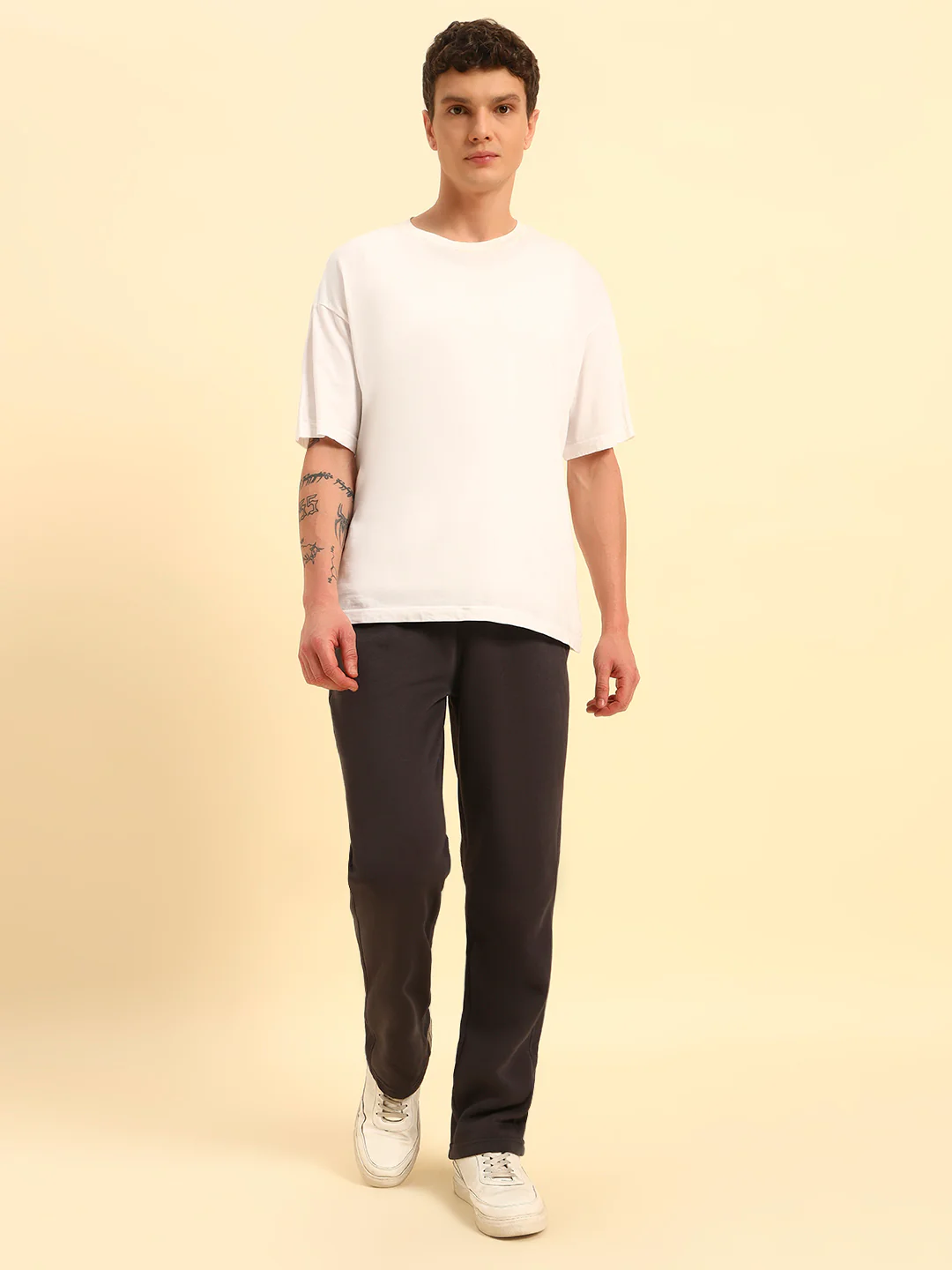 Track Pants for Men | Breathable & Soft with Color Fastness Regular Fit Poly Cotton Fabric Solid Pattern Drawstring Closure - Image 3