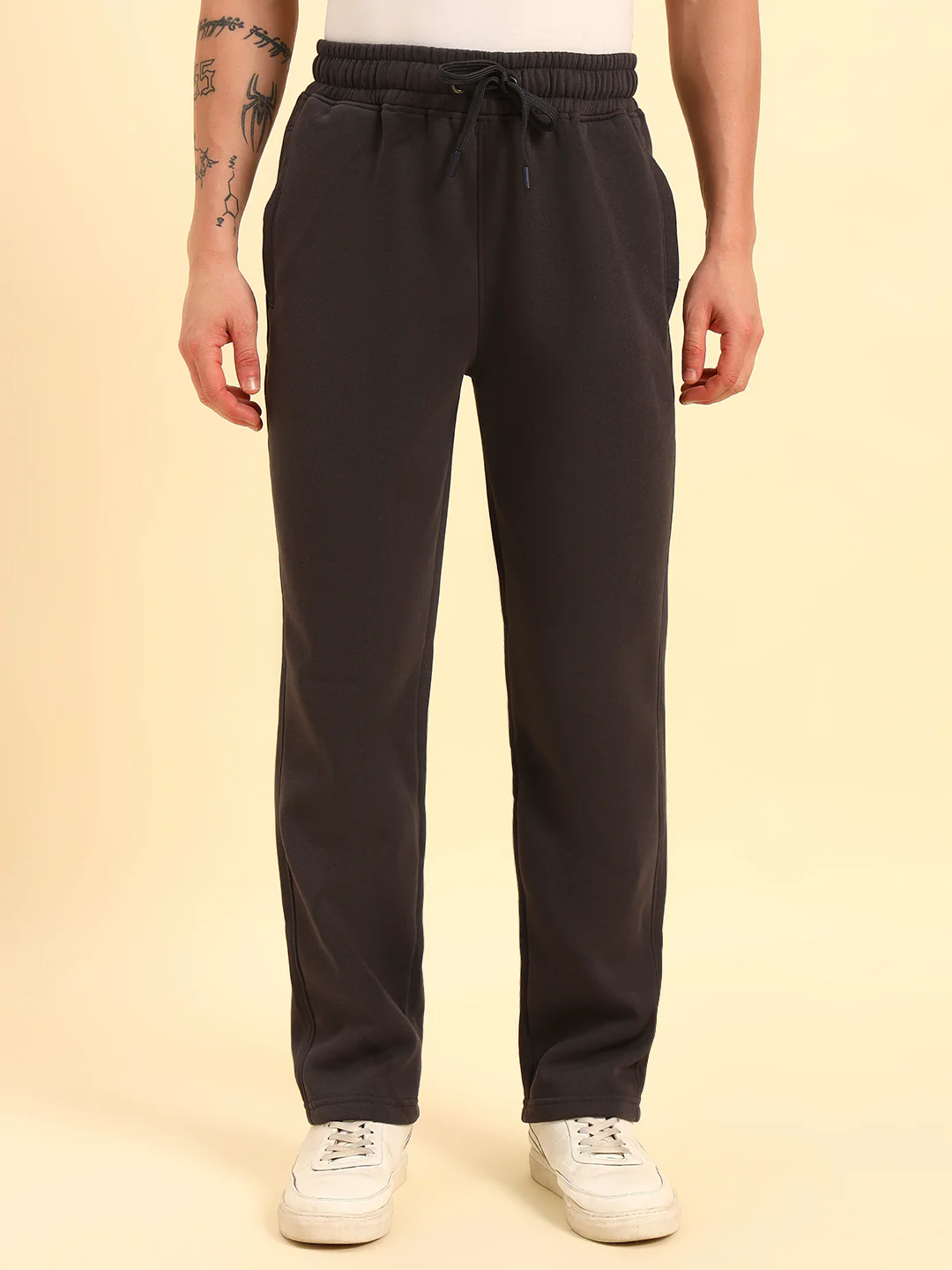 Track Pants for Men | Breathable & Soft with Color Fastness Regular Fit Poly Cotton Fabric Solid Pattern Drawstring Closure - Image 6