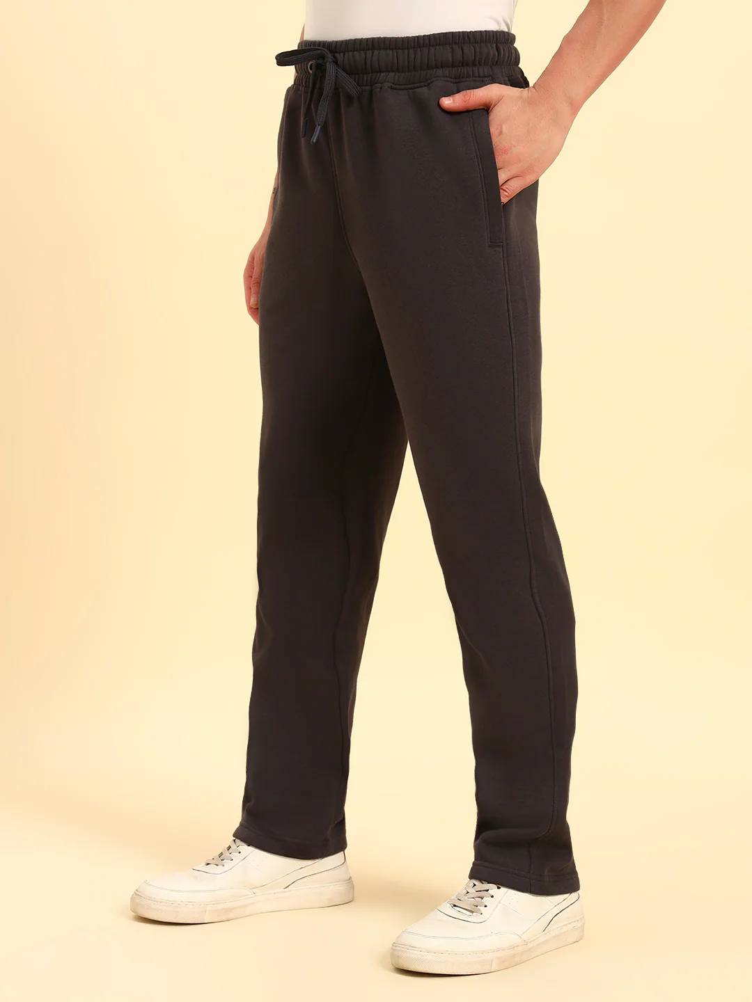 Track Pants for Men | Breathable & Soft with Color Fastness Regular Fit Poly Cotton Fabric Solid Pattern Drawstring Closure - Image 7