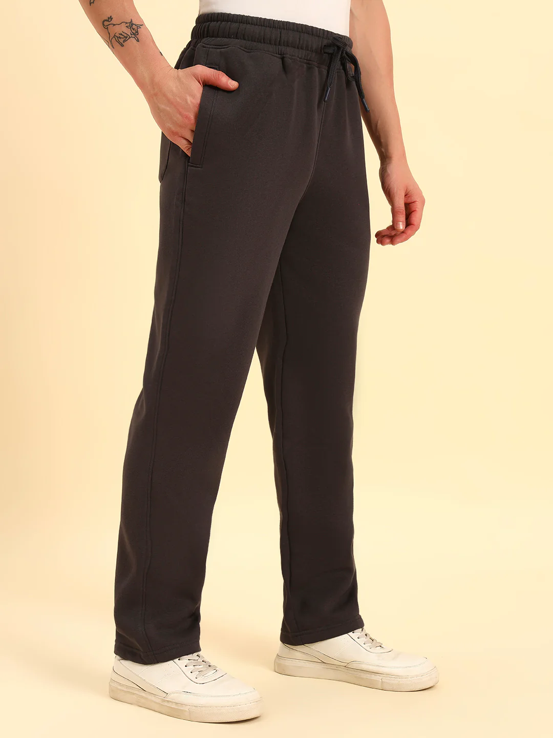 Track Pants for Men | Breathable & Soft with Color Fastness Regular Fit Poly Cotton Fabric Solid Pattern Drawstring Closure - Image 8